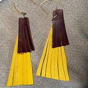 Purple & Yellow Leather Earrings